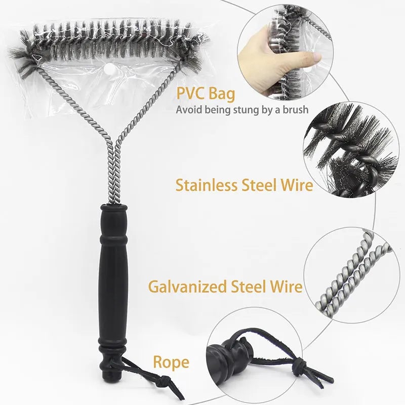 Stainless Steel BBQ Grill Brush - Non-Stick Bristle Cleaning Tool