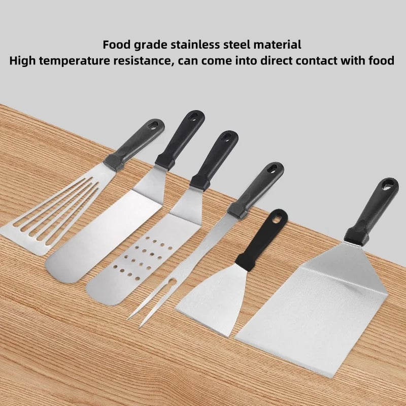 Stainless Steel Kitchen Scraper Spatula for BBQ Burgers & Cooking