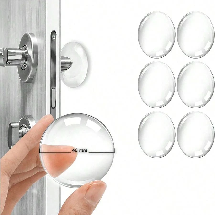 Clear Rubber Door Knob Wall Shield - Self-Adhesive Door Stopper Pad