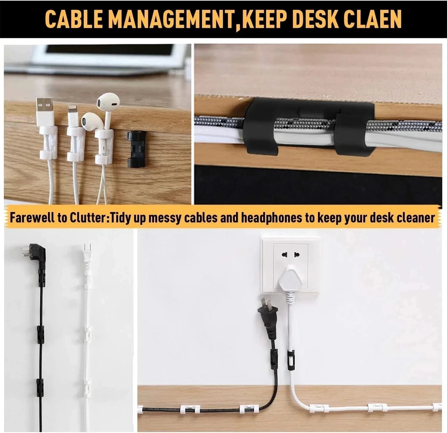 Self-Adhesive Cable Clips Organizer Wire Holder Cord Management