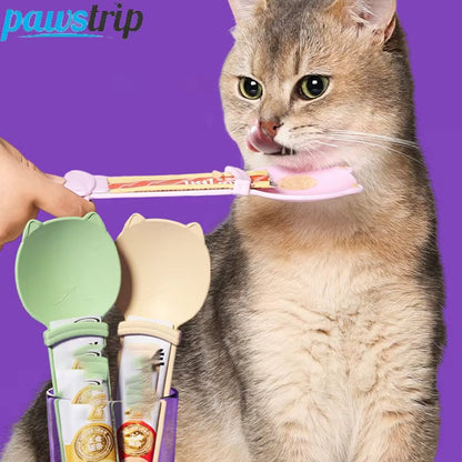 2PC Cat Strip Squeeze Spoon Feeder for Wet Treats & Liquid Snacks