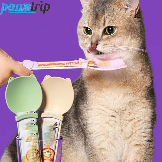 2PC Cat Strip Squeeze Spoon Feeder for Wet Treats & Liquid Snacks