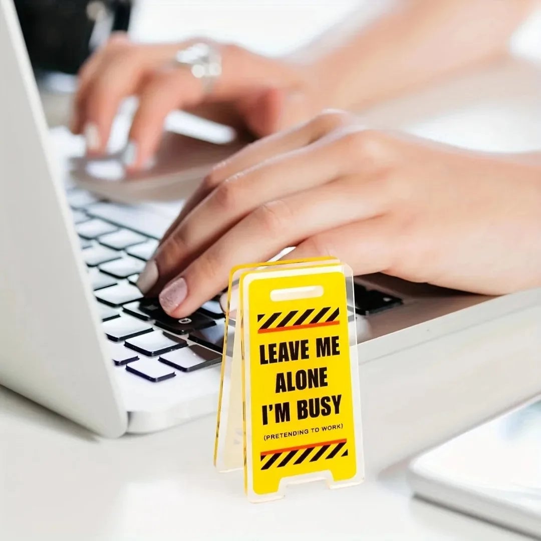 Acrylic Desk Sign Leave Me Alone I'm Busy - Office Humor Decor Gift