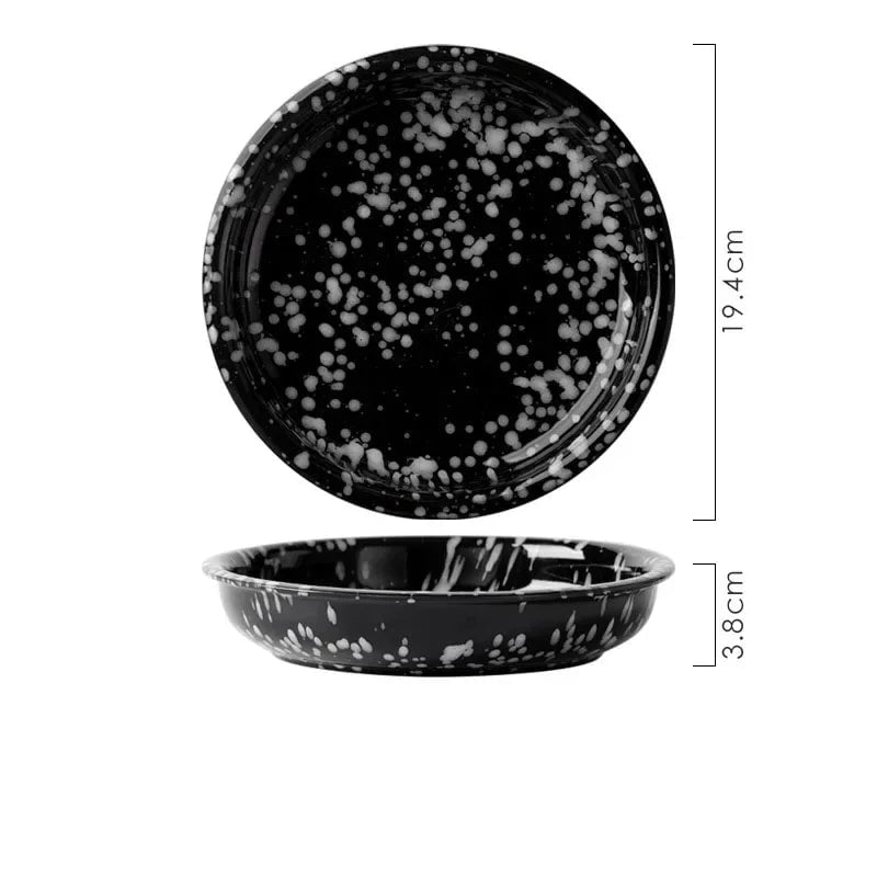 Ceramic Dessert Plates Set - Splashing Ink Design Breakfast Dishes