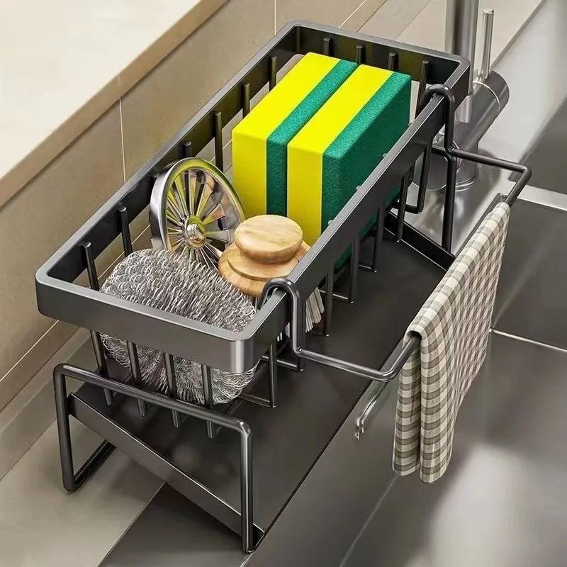 Punch-Free Kitchen Storage Rack - Dishcloth Draining & Spice Organizer