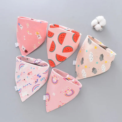 Cotton Triangle Bandana Bibs Set - Waterproof Baby Saliva Towels 5pc