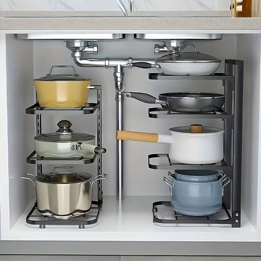 Adjustable Stainless Steel Pot Rack Kitchen Storage Organizer