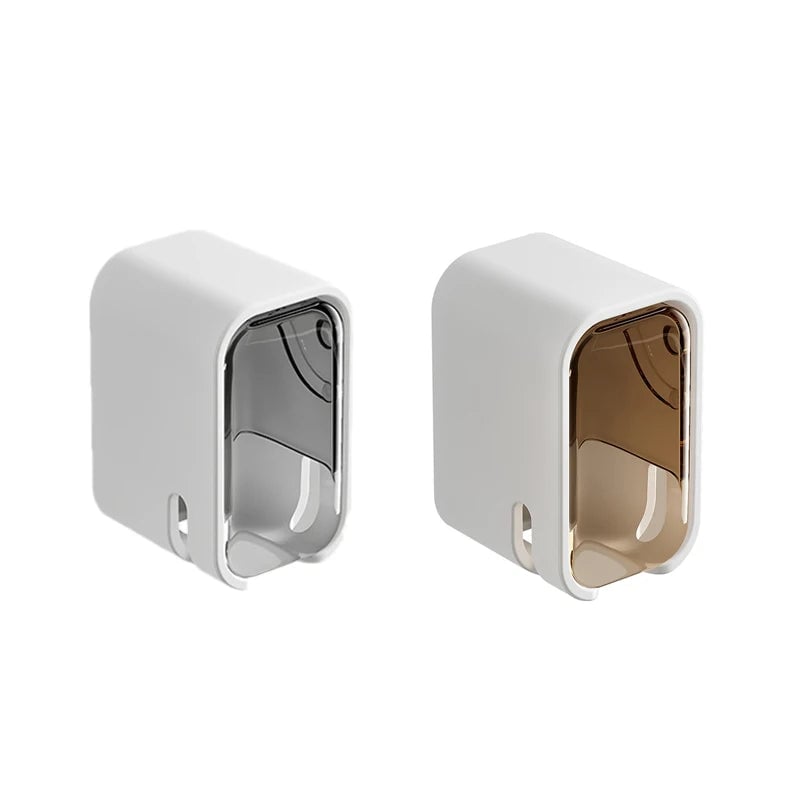 2PCS Wall Mounted Flip-Top Toothbrush Holder Dustproof Storage Rack