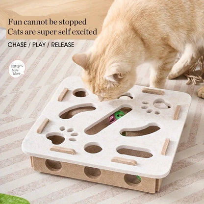 Interactive Cat Puzzle Toy - Felt Box Maze Tunnel with Bell Ball