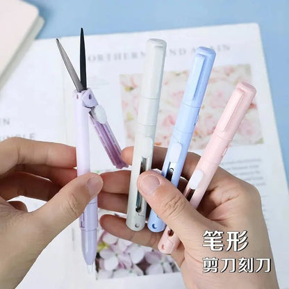 Multi-Function Folding Scissors Mini Engraving Knife Paper Trimmer