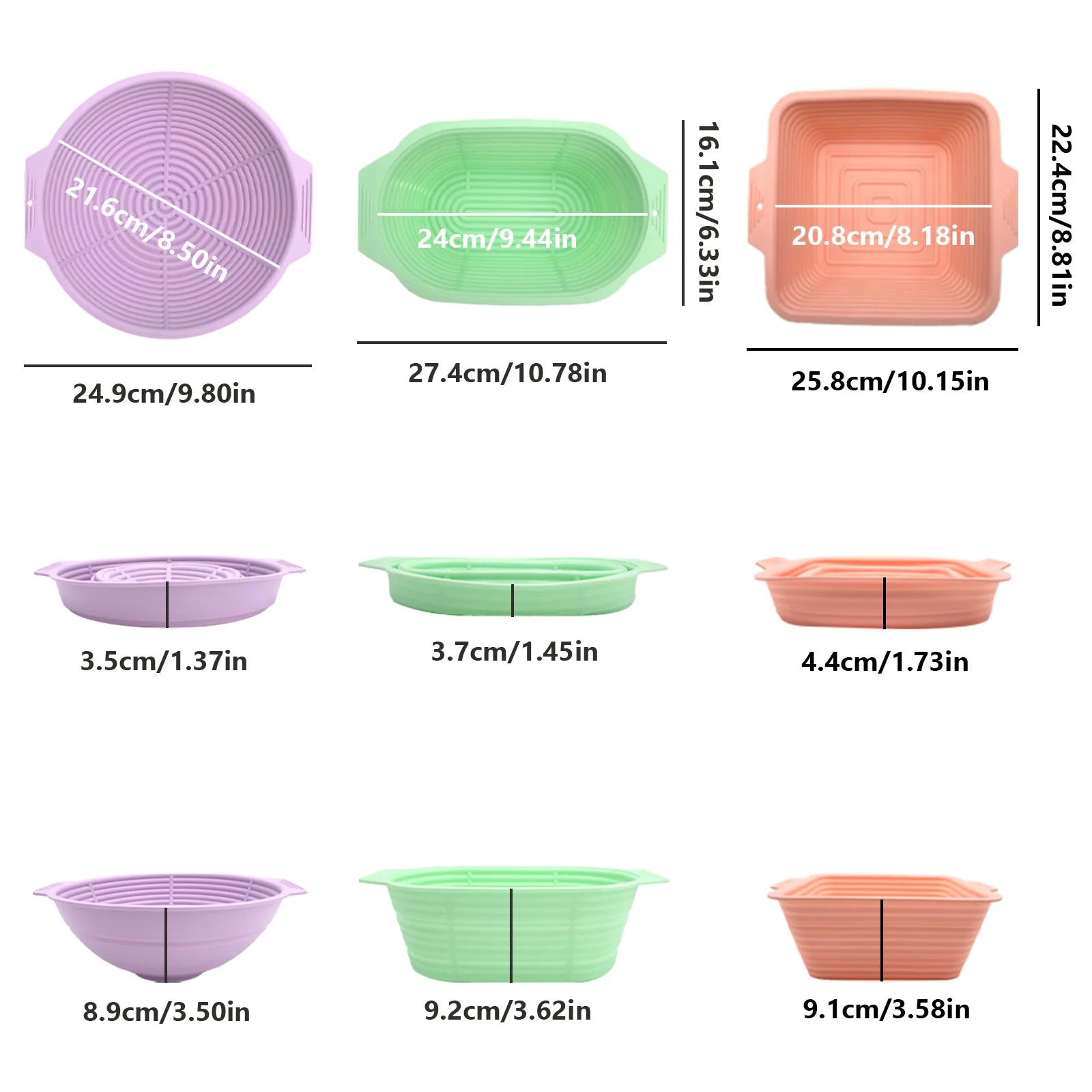 Collapsible Silicone Bread Proofing Basket Non-Stick Sourdough