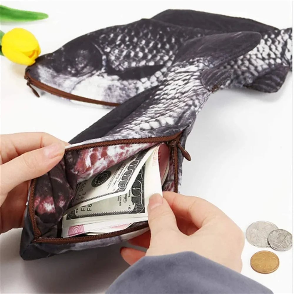 Fish Shaped Pencil Case - Novelty Pen Bag & Coin Purse Office Supply