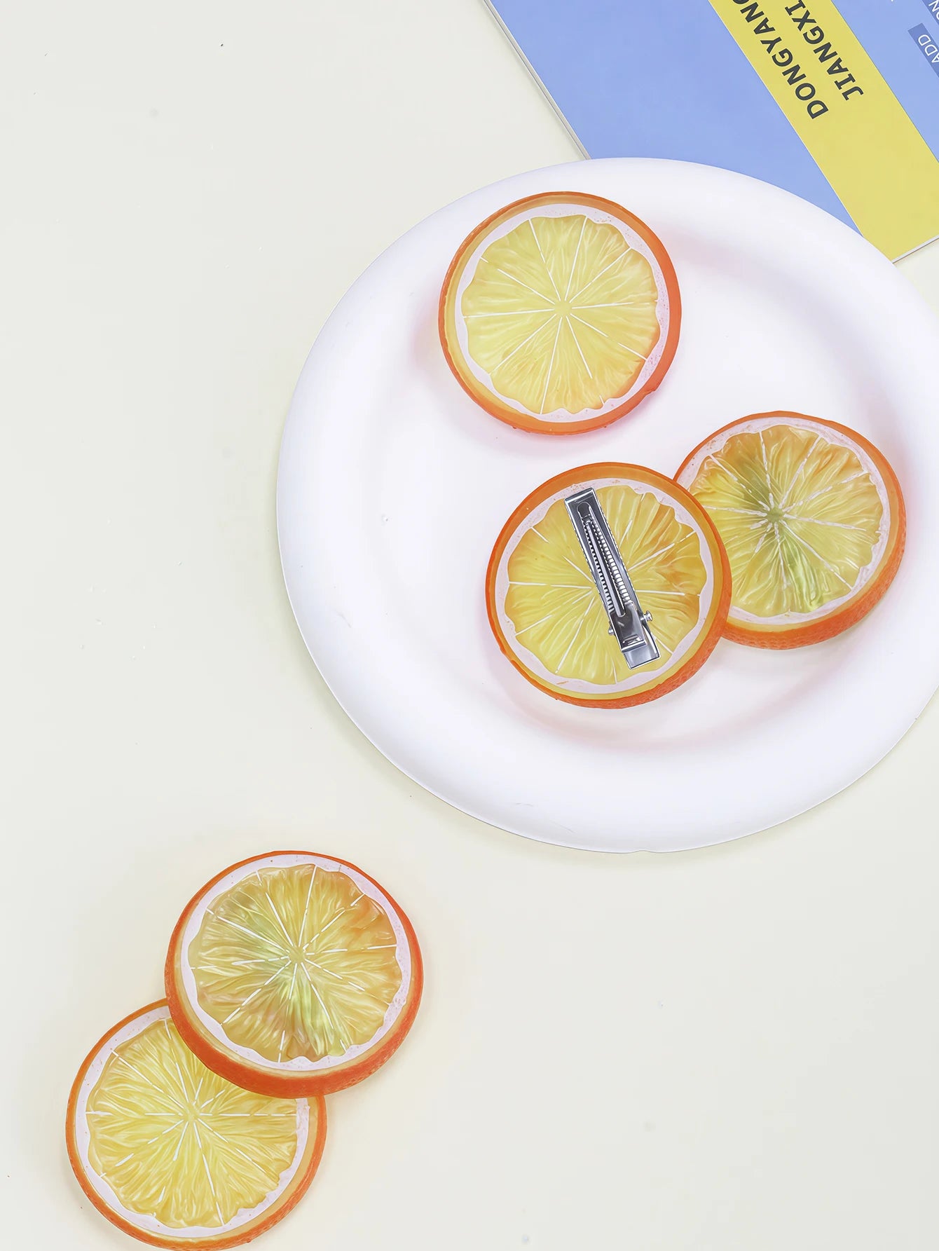 Citrus Fruit Hair Clips - Lemon Orange Design Summer Girls Hairpins
