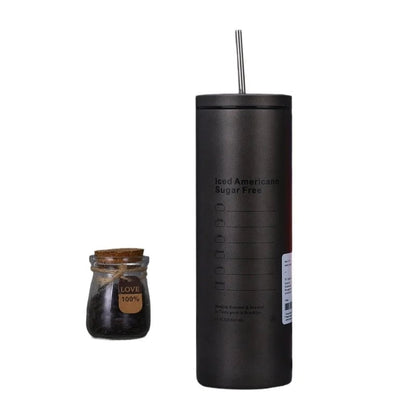 Stainless Steel Insulated Coffee Cup with Straw - Hot & Cold Drinks