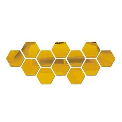 Hexagon 3D Acrylic Mirror Wall Stickers 6/12pc Self Adhesive DIY