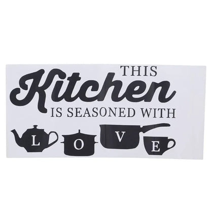 Kitchen Wall Sticker 'This Kitchen Seasoned With Love' Quote Decal