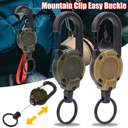 Heavy Duty Retractable Steel Wire Carabiner Key Reel - Spring Pull