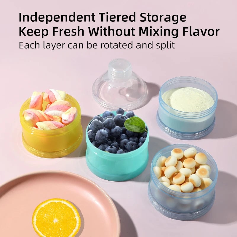 4-Layer Portable Baby Milk Powder Storage Container Food Dispenser