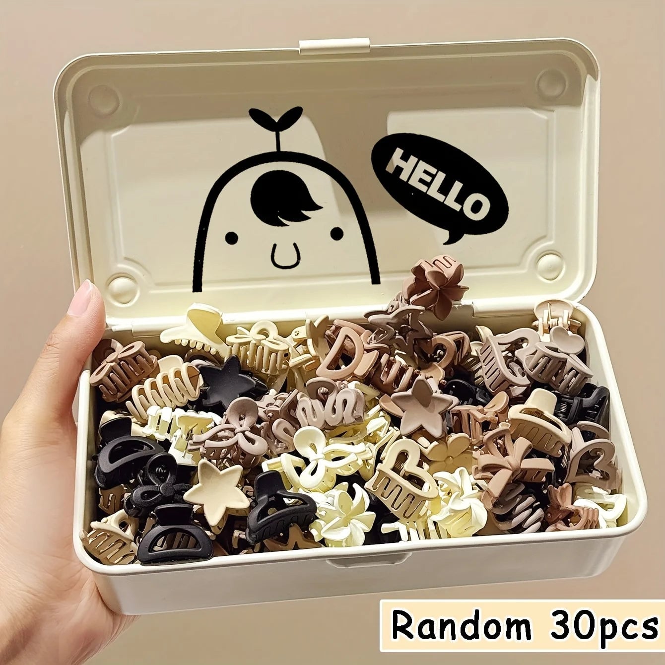 Beige Small Hair Clips Set - 5/10/20/30pcs Mixed Pack Cute Girl