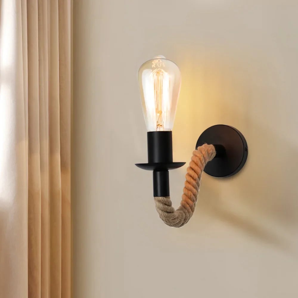 Industrial Hemp Rope Iron Wall Vintage Lamp