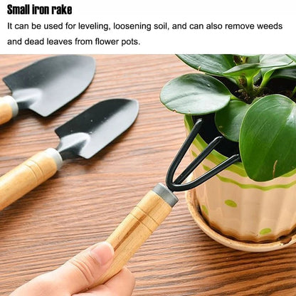 3-Piece Iron Gardening Tool Set - Shovel, Rake & Hand Tool Kit