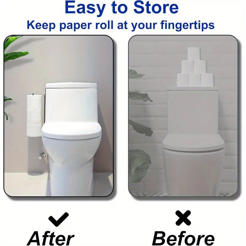 Self-Adhesive Black Iron Toilet Paper Holder with Towel Bar