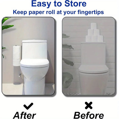 Self-Adhesive Black Iron Toilet Paper Holder with Towel Bar