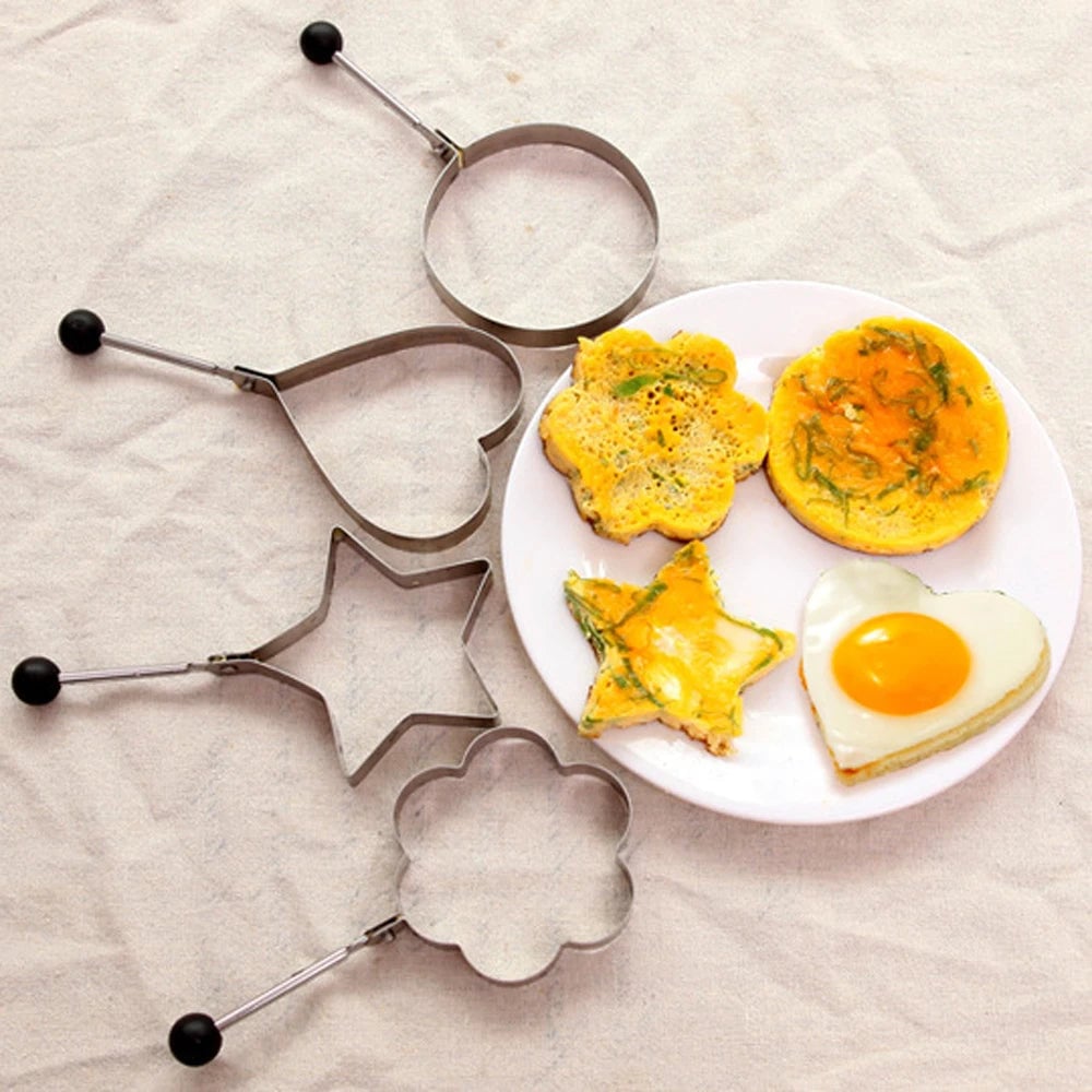 5Pcs Stainless Steel Egg Rings with Handles - Non-stick Pancake Mold