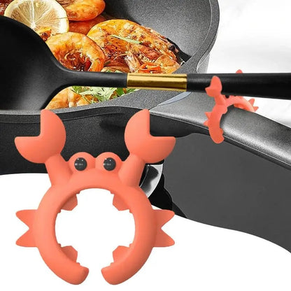 Crab Shaped Silicone Utensil Rest Anti-Overflow Countertop Holder