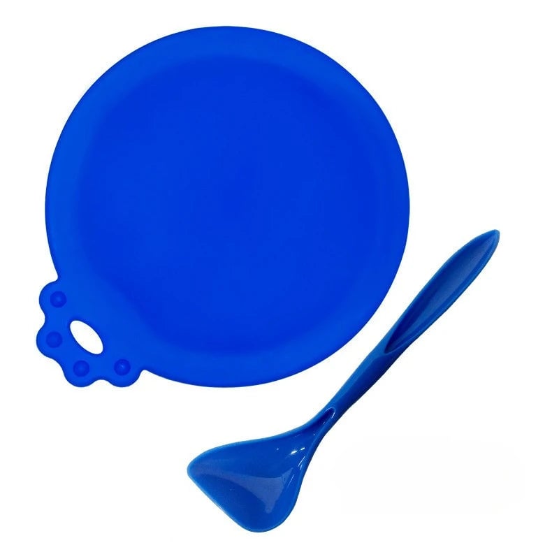 2pcs Reusable Silicone Pet Food Can Covers with Spoon for Dogs Cats