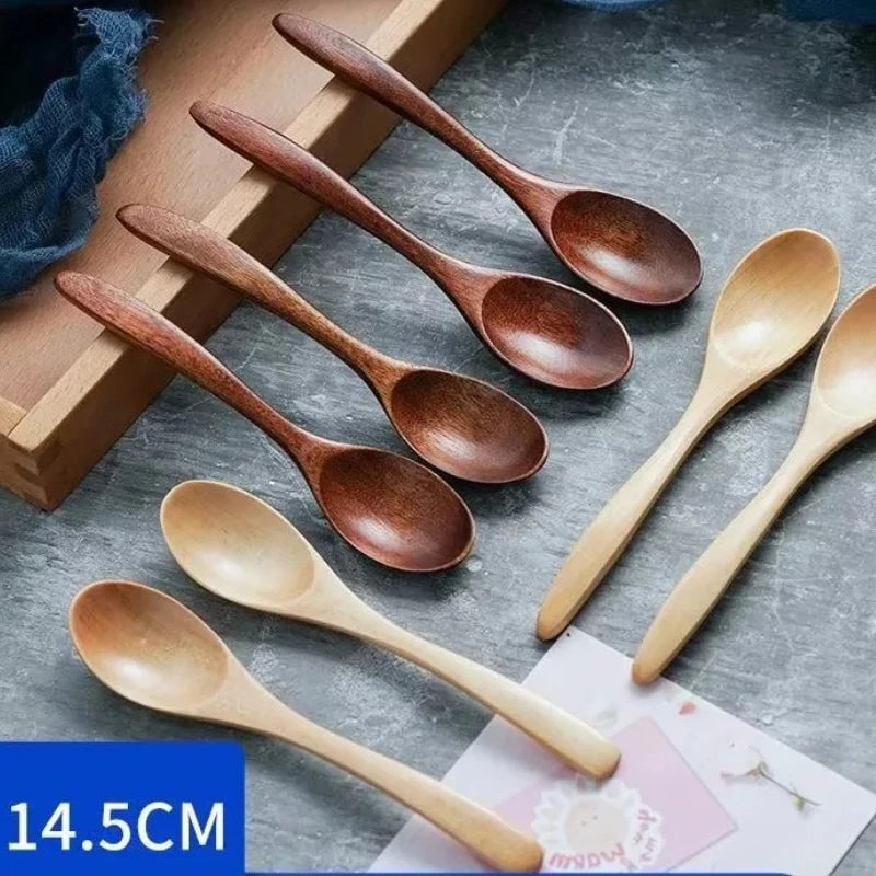 Anti-Scald Wooden Stirring Spoons - Heat-Resistant Tea Coffee Utensil