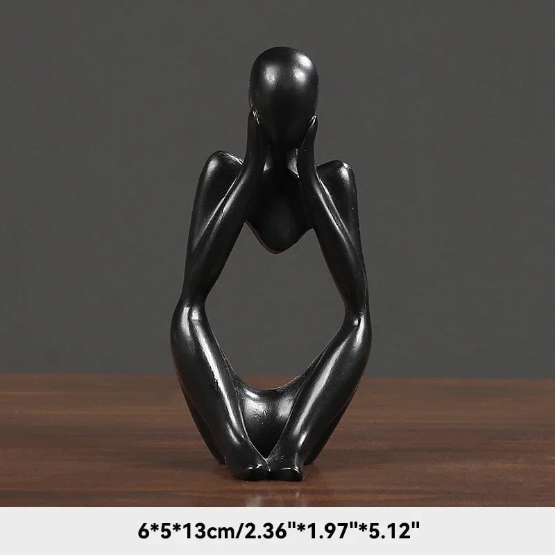 Sand Color Abstract Thinker Statue - Yoga Meditation Figurine Decor