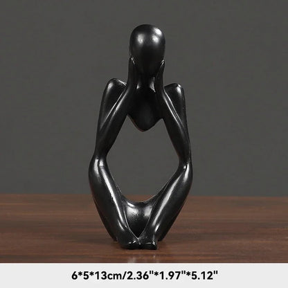 Sand Color Abstract Thinker Statue - Yoga Meditation Figurine Decor