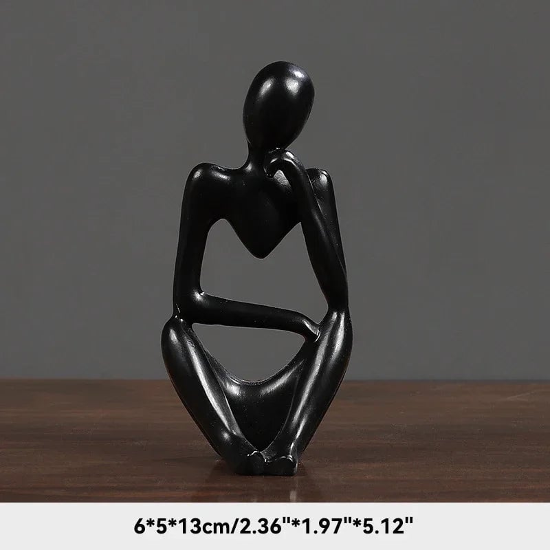 Sand Color Abstract Thinker Statue - Yoga Meditation Figurine Decor