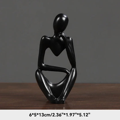 Sand Color Abstract Thinker Statue - Yoga Meditation Figurine Decor
