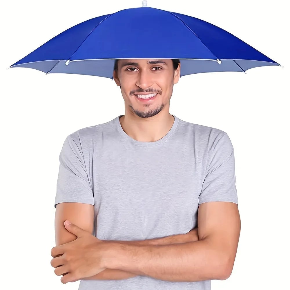 Head Mounted Umbrella Hat Hands-Free Rain Sun Protection Fishing