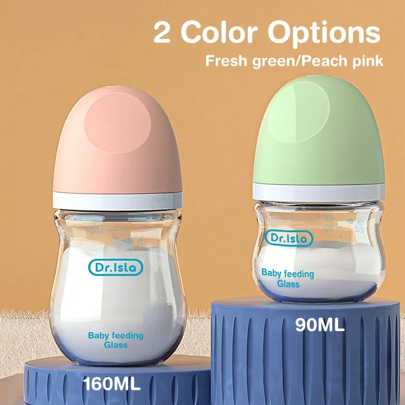 MAMIJOY Anti-Choke Glass Baby Bottles 90/160ML BPA Free 0-3 Months