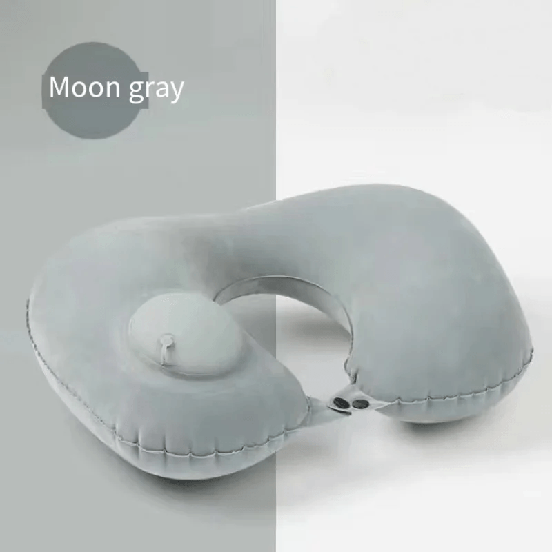 Push-Inflatable U-Shaped Neck Pillow 360° Rotation Travel Support