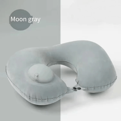 Push-Inflatable U-Shaped Neck Pillow 360° Rotation Travel Support
