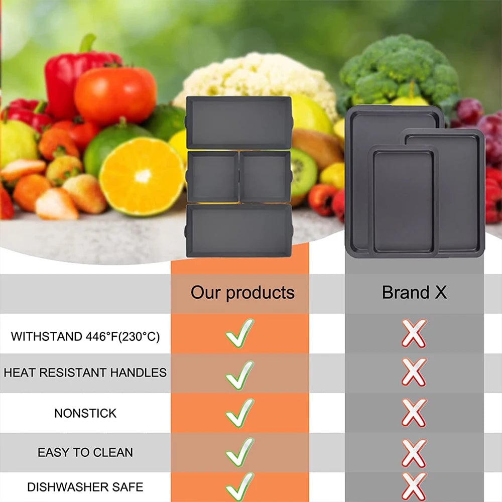 Silicone Air Fryer Baking Pan Set - Nonstick Divider Trays