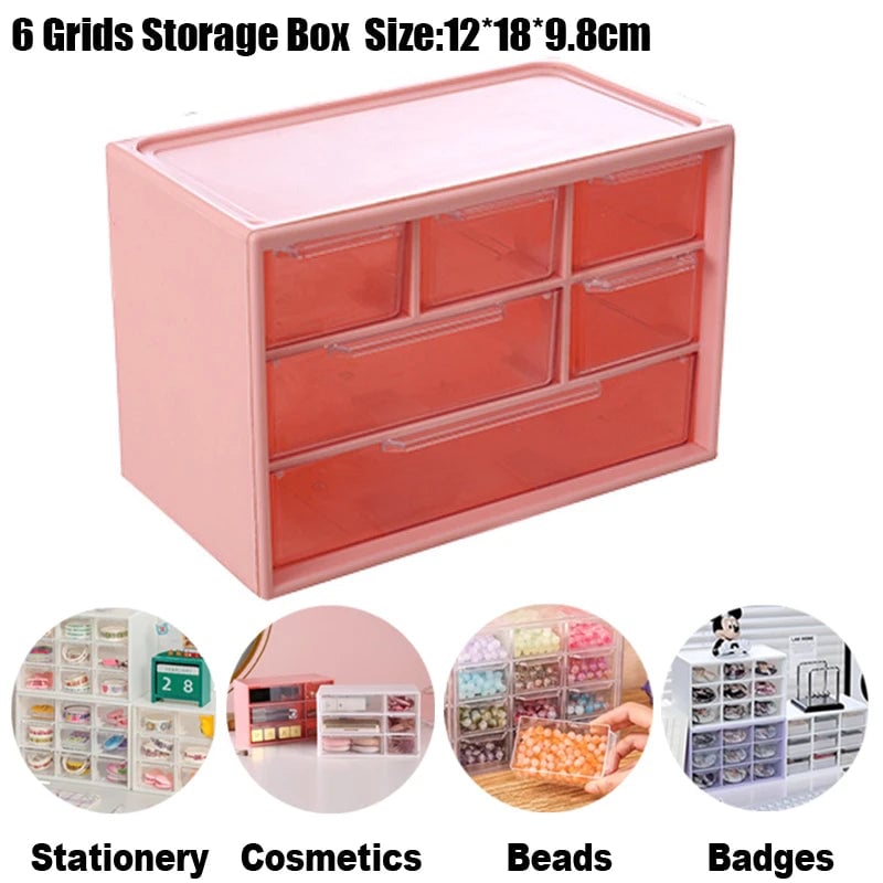 9 Grid Desktop Storage Box Jewelry Cosmetic Organizer with Drawer