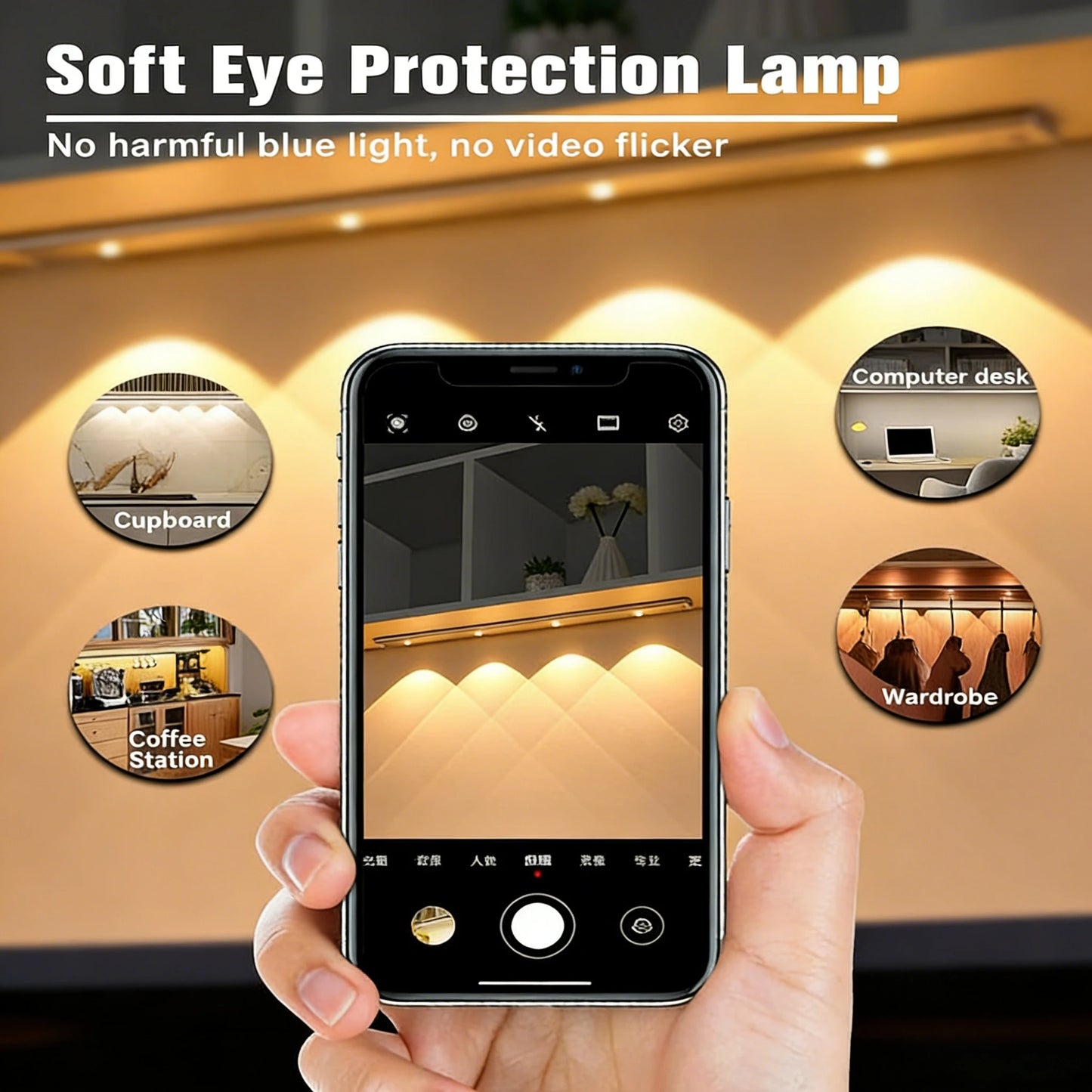 USB Rechargeable LED Motion Sensor Under Cabinet Light Kitchen