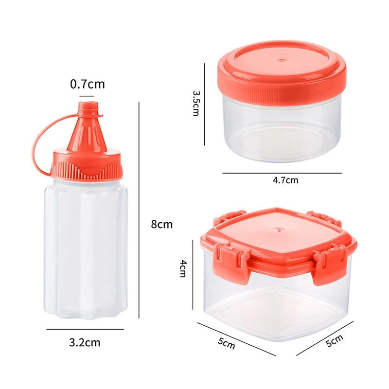 3Pcs Mini Squeeze Bottles Portable Salad Dressing Containers BBQ