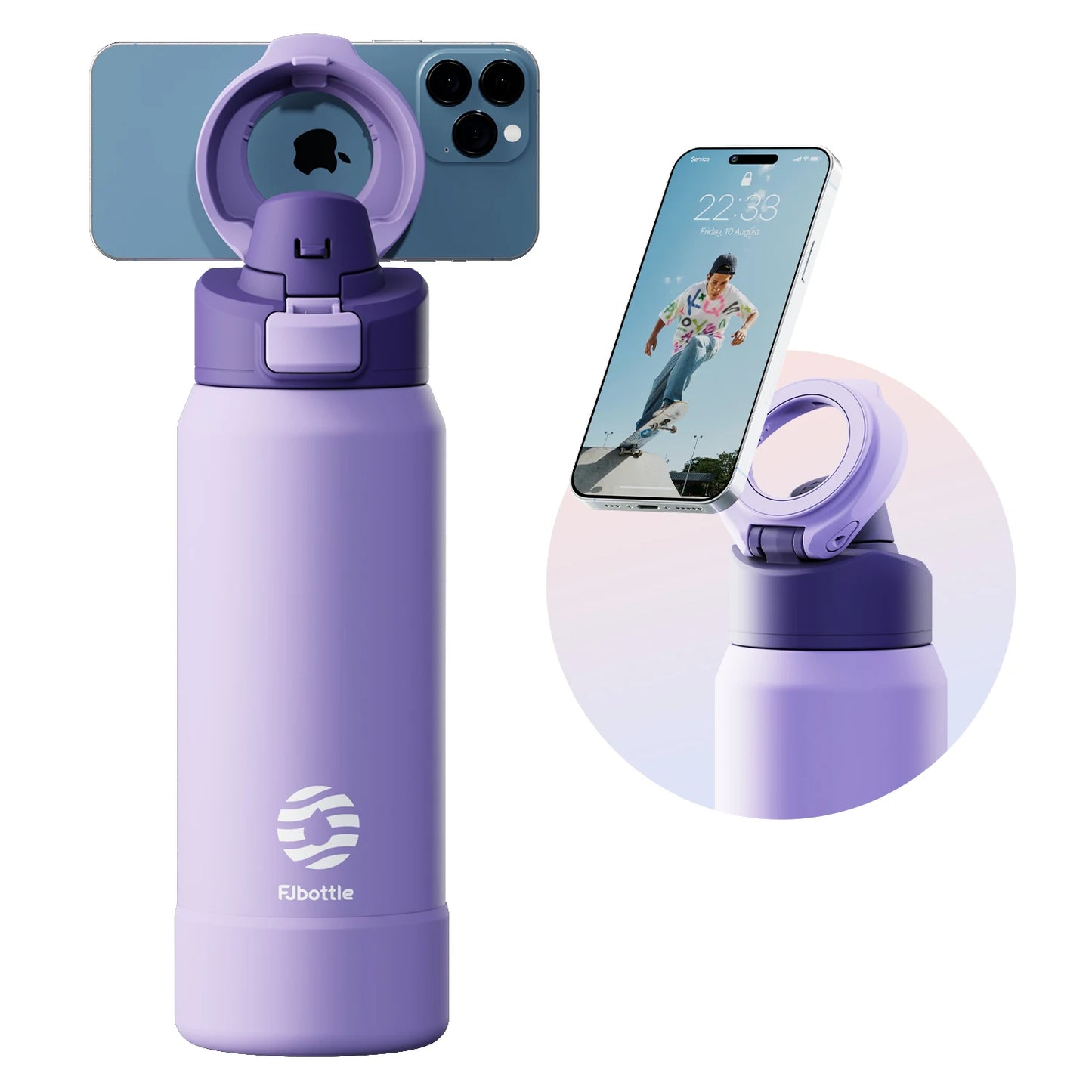 Magnetic Phone Holder Thermos Bottle - Stainless Steel Insulated