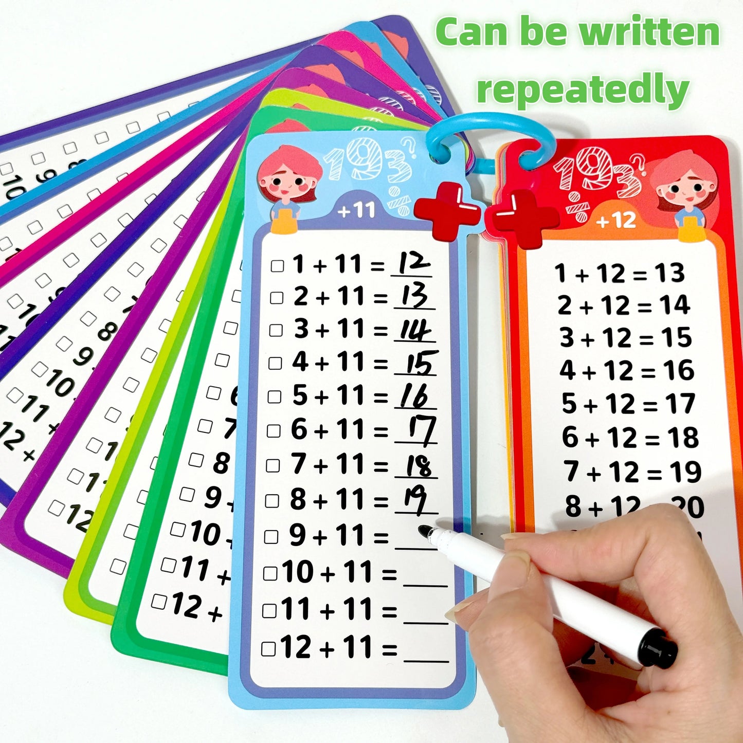 Digital Math Flash Cards 15-Card Set with 2 Erasable Pens Learning Kit