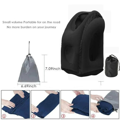 Portable Inflatable Travel Pillow Chin Neck Support Airplane Car