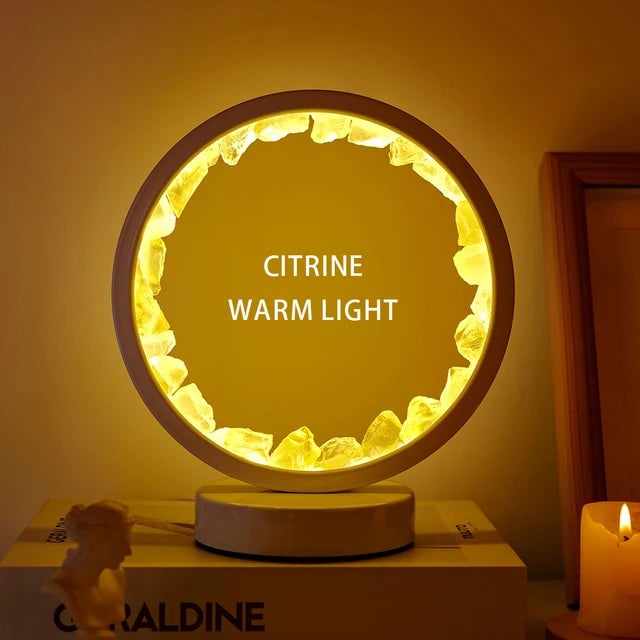 LED Crystal Amethyst Healing Stone Lamp - Natural Round Gemstone