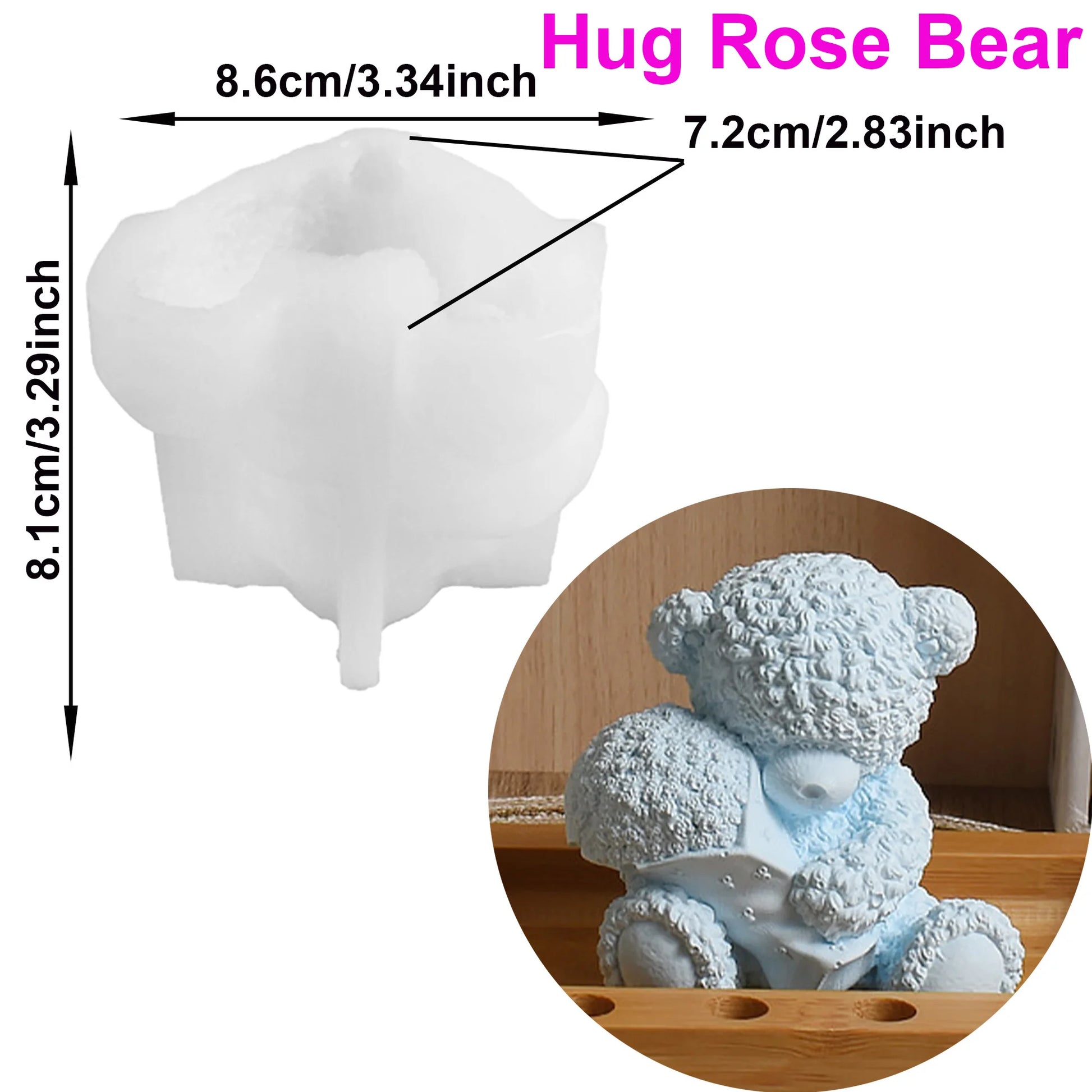 Hug Heart Bear Silicone Mold for Candle Resin Gypsum DIY Crafting