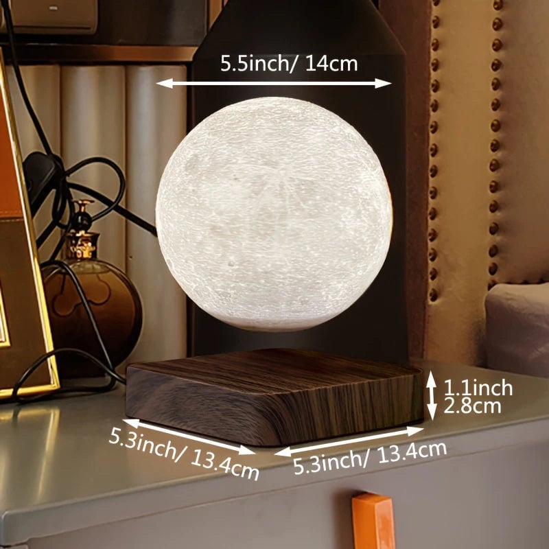 Magnetic Levitating Moon Night Light 3D LED Lamp Wooden Base 3 Colors