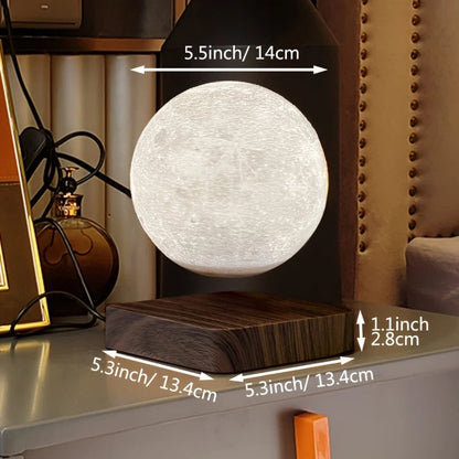 Magnetic Levitating Moon Night Light 3D LED Lamp Wooden Base 3 Colors